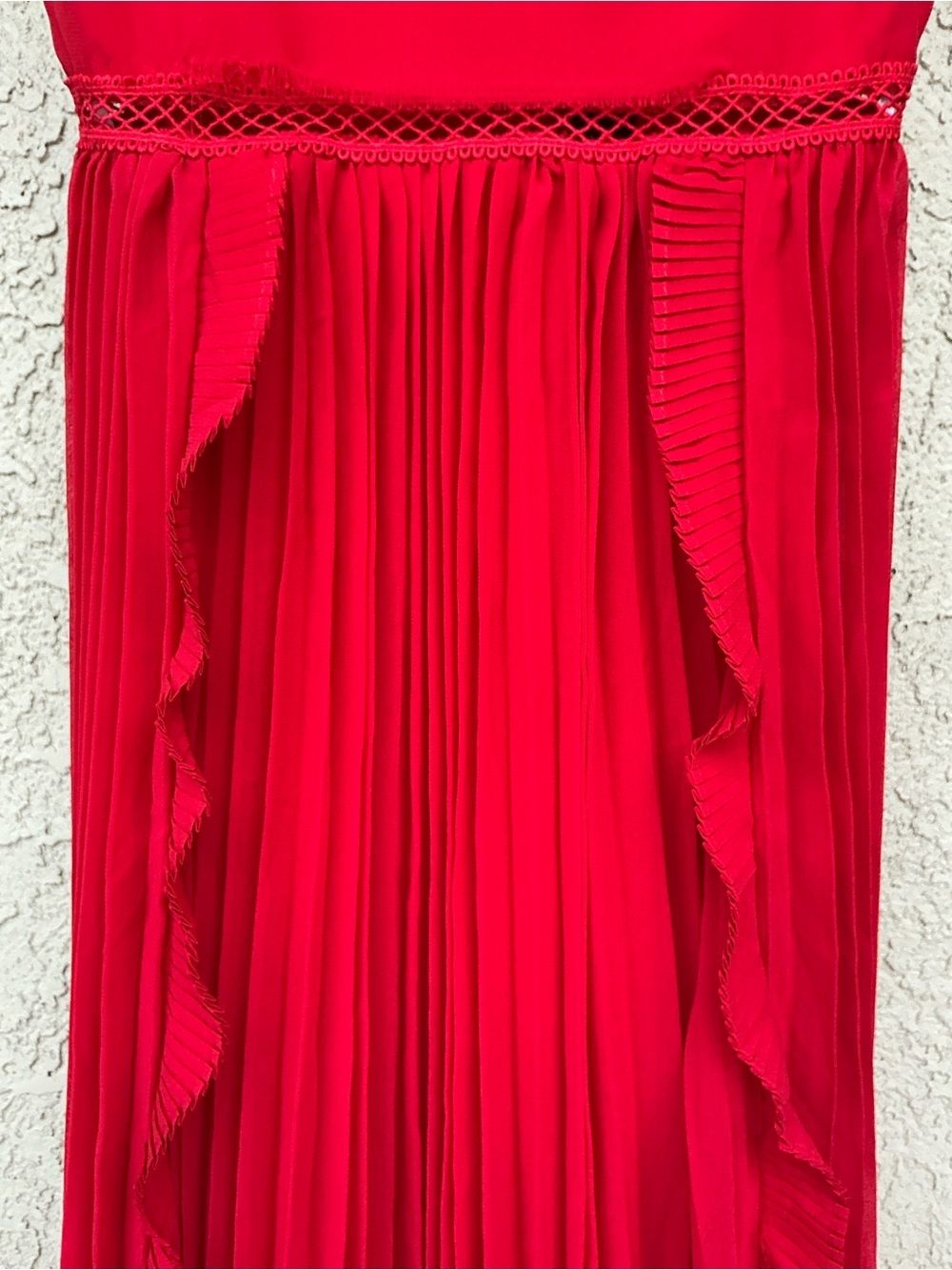 NWT Lulu’s Never a Dull Moment Bright Red Tie-Strap Pleated Midi Dress XS & M - Picture 9 of 11